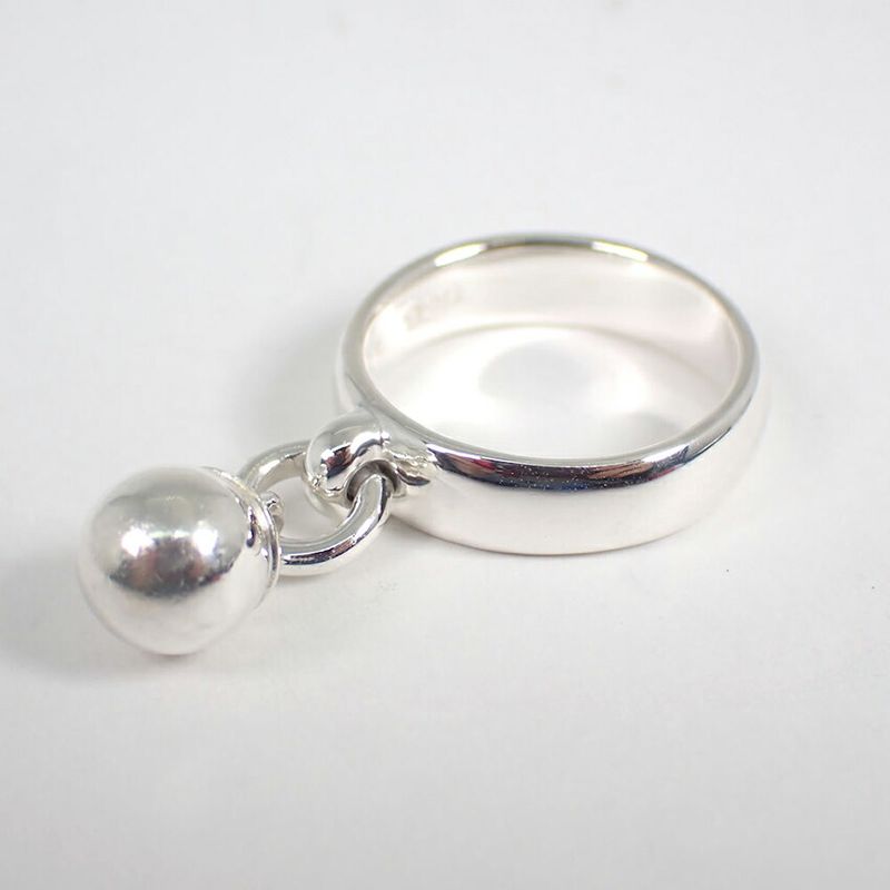 Tiffany & Co 925 Ball Dangle Silver Ring No 12 J126-6