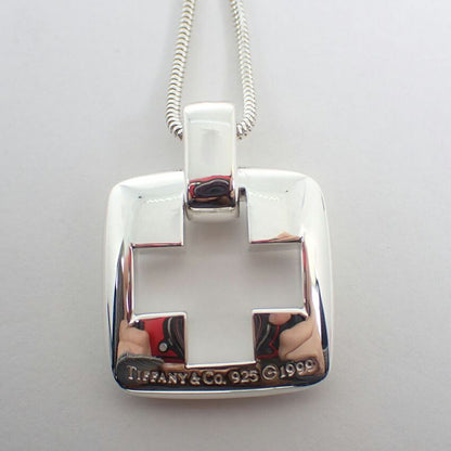 Tiffany & Co 925 Open Cross Pendant Necklace J126-1