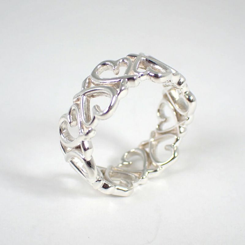 Tiffany & Co 925 Triple Loving Heart Ring No 11 J126-13