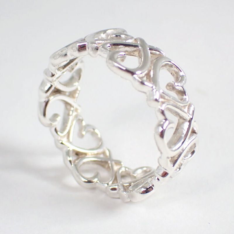 Tiffany & Co 925 Triple Loving Heart Ring No 11 J126-13