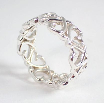 Tiffany & Co 925 Triple Loving Heart Ring No 11 J126-13