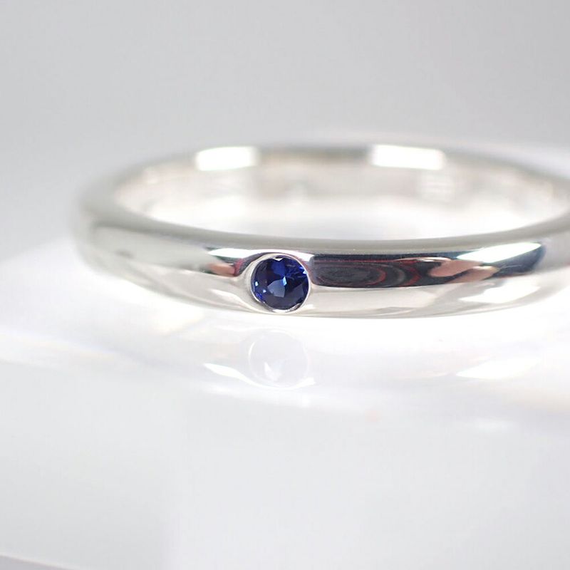 Tiffany & Co925 Sapphire Stacking Band Ring No 10 J126-12