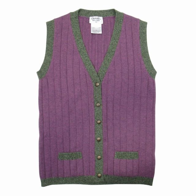 97A 97aw Vintage Chanel Coco Button Cashmere Knit Ensemble Turtleneck Sweater