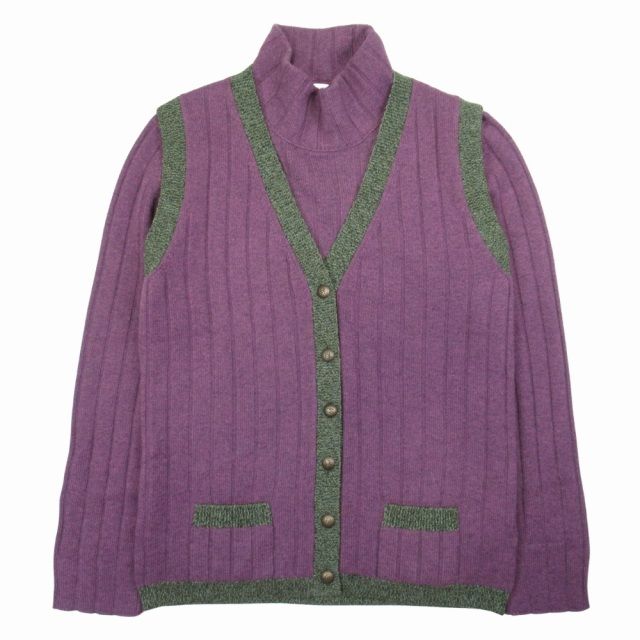 97A 97aw Vintage Chanel Coco Button Cashmere Knit Ensemble Turtleneck Sweater