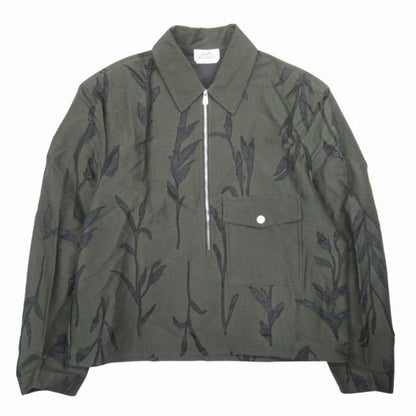 23ss Hermes Herbier Deperlant Half Zip Shirt Jacket Serie Button Pullover