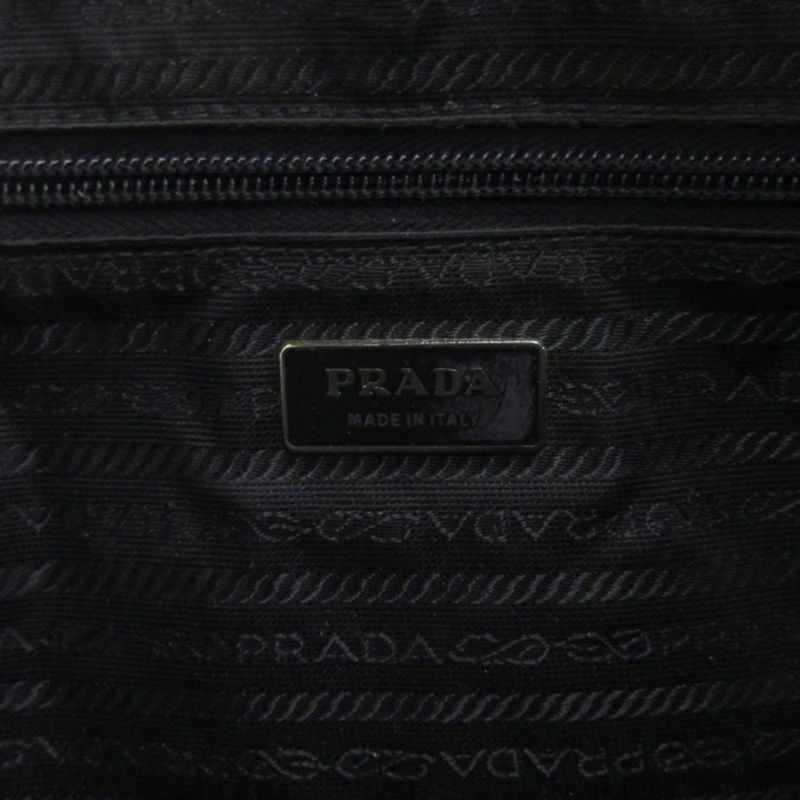 Prada Triangle Plate One Shoulder Bag Nylon Leather Black