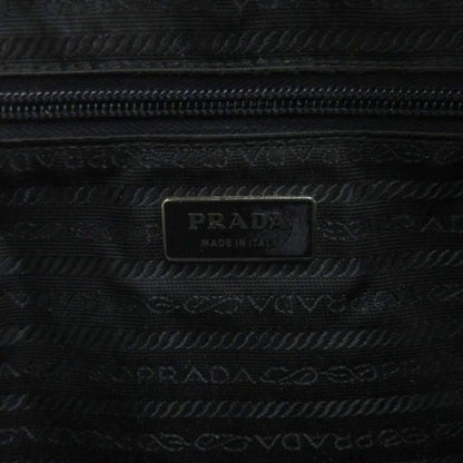 Prada Triangle Plate One Shoulder Bag Nylon Leather Black