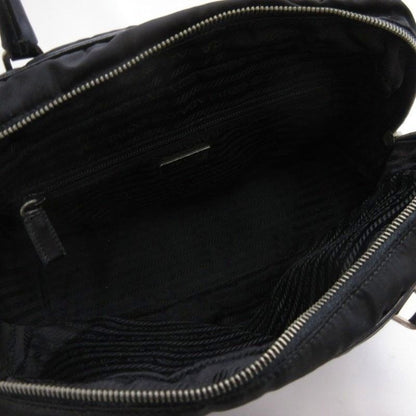 Prada Triangle Plate One Shoulder Bag Nylon Leather Black