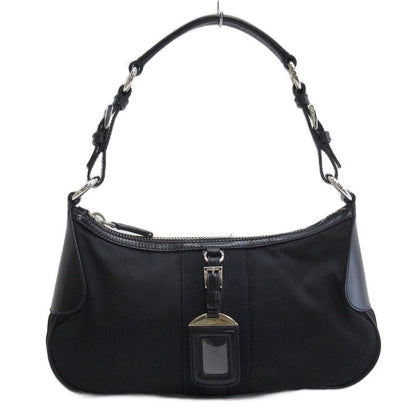 Prada Triangular Plate Nylon One Shoulder Bag Black