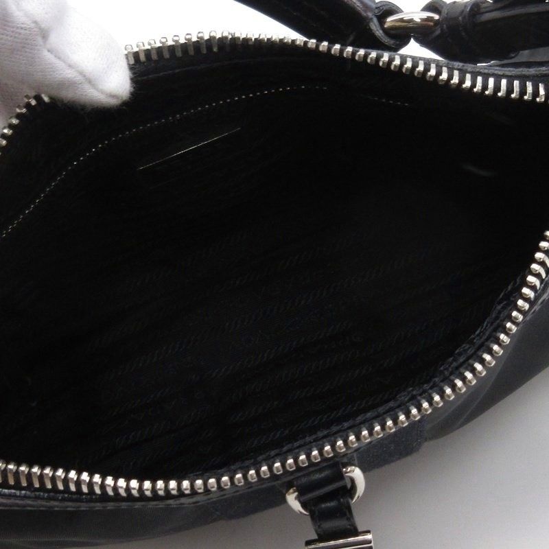 Prada Triangular Plate Nylon One Shoulder Bag Black