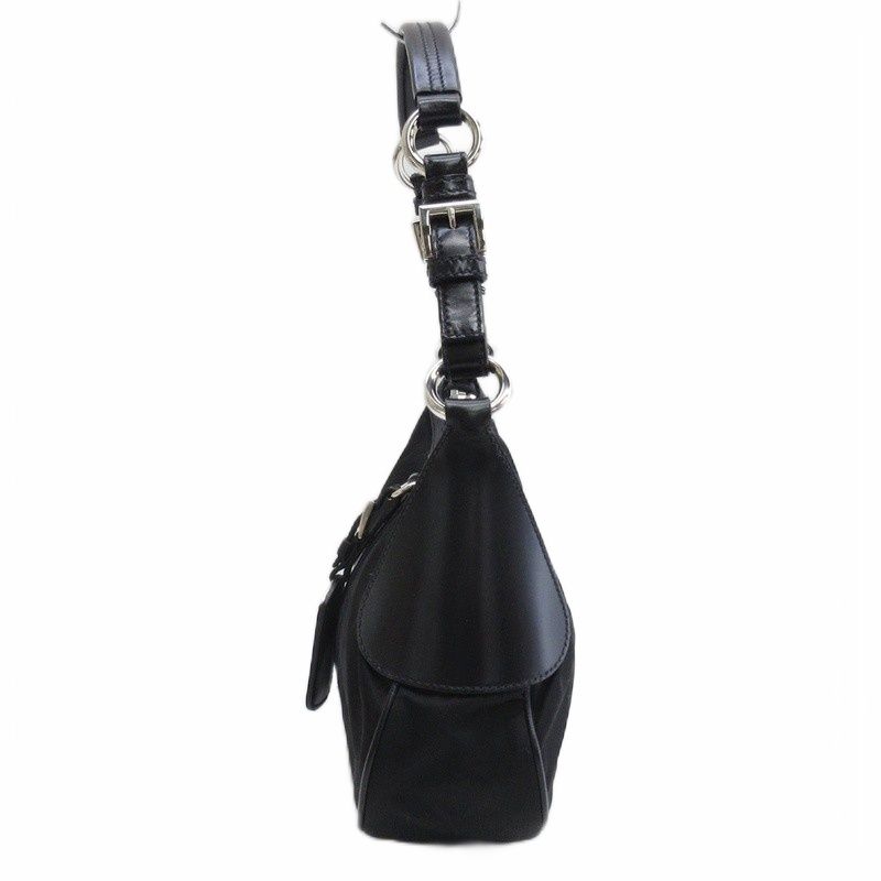 Prada Triangular Plate Nylon One Shoulder Bag Black