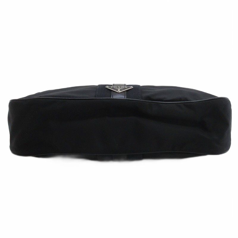 Prada Triangular Plate Nylon One Shoulder Bag Black