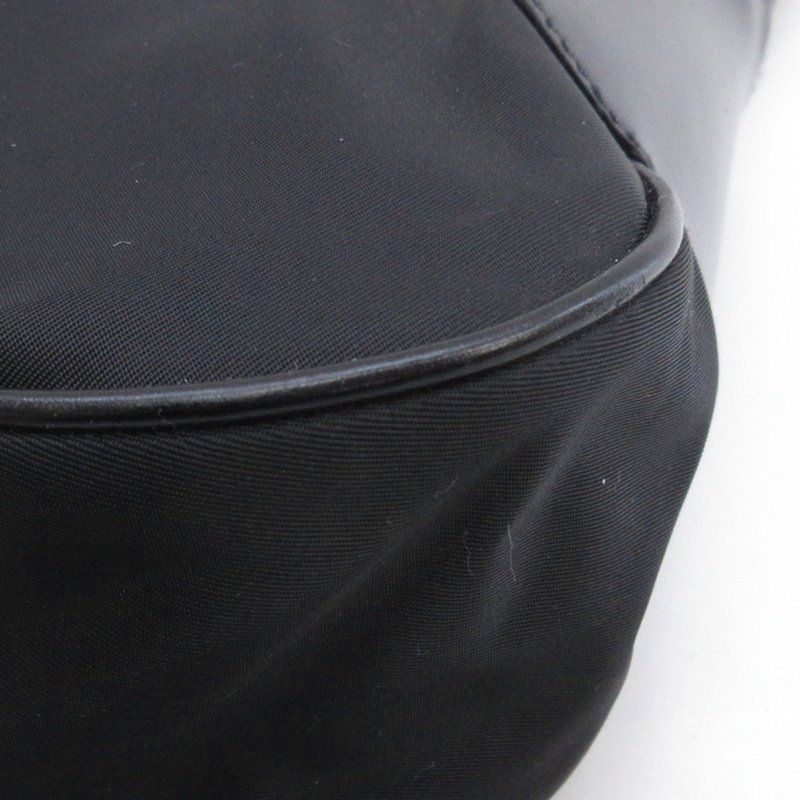Prada Triangular Plate Nylon One Shoulder Bag Black