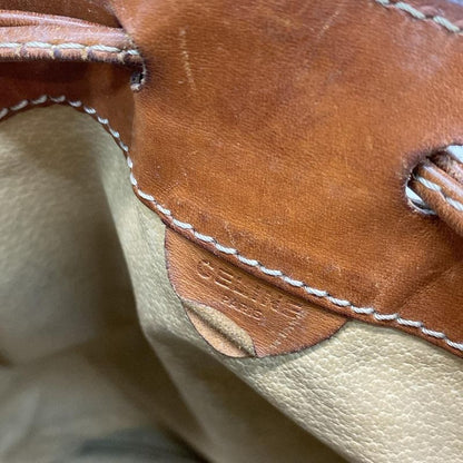 Celine Shoulder Bag Macadam Pattern Dark Brown X Brown Drawstring Shape Leather