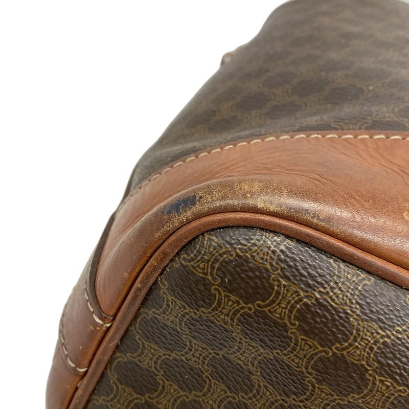 Celine Shoulder Bag Macadam Pattern Dark Brown X Brown Drawstring Shape Leather