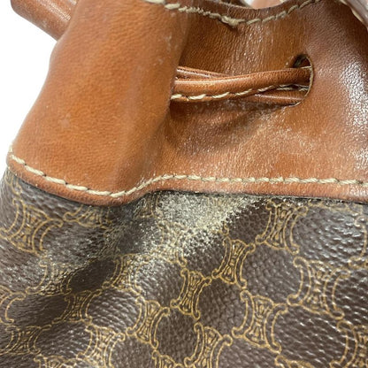 Celine Shoulder Bag Macadam Pattern Dark Brown X Brown Drawstring Shape Leather