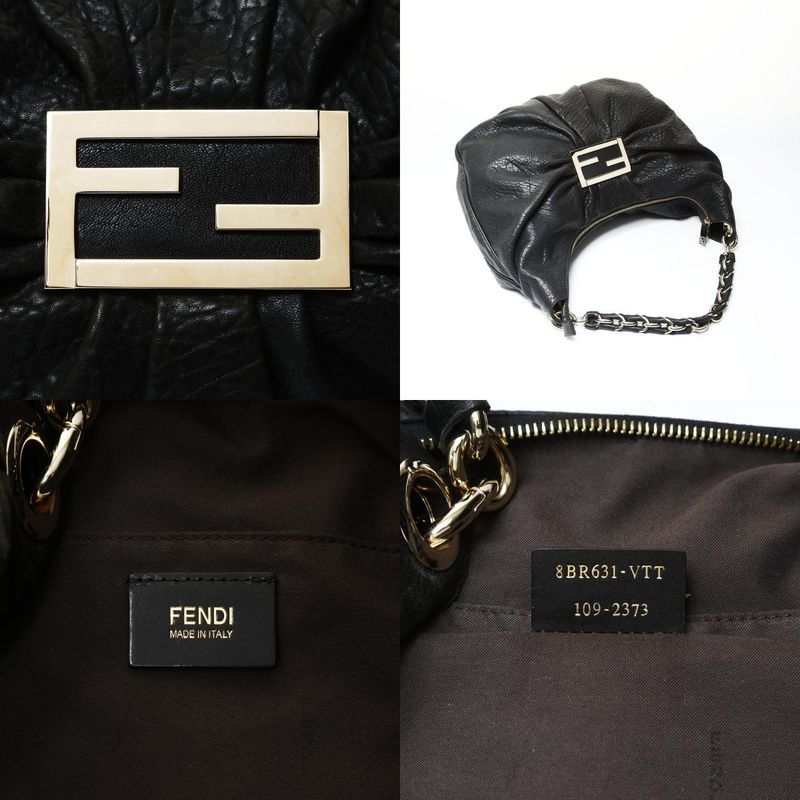 Fendi Shoulder Bag Mia Mamma Leather Bucket Chain