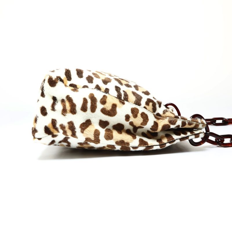 Prada Shoulder Bag Calf Hair Leopard Chain