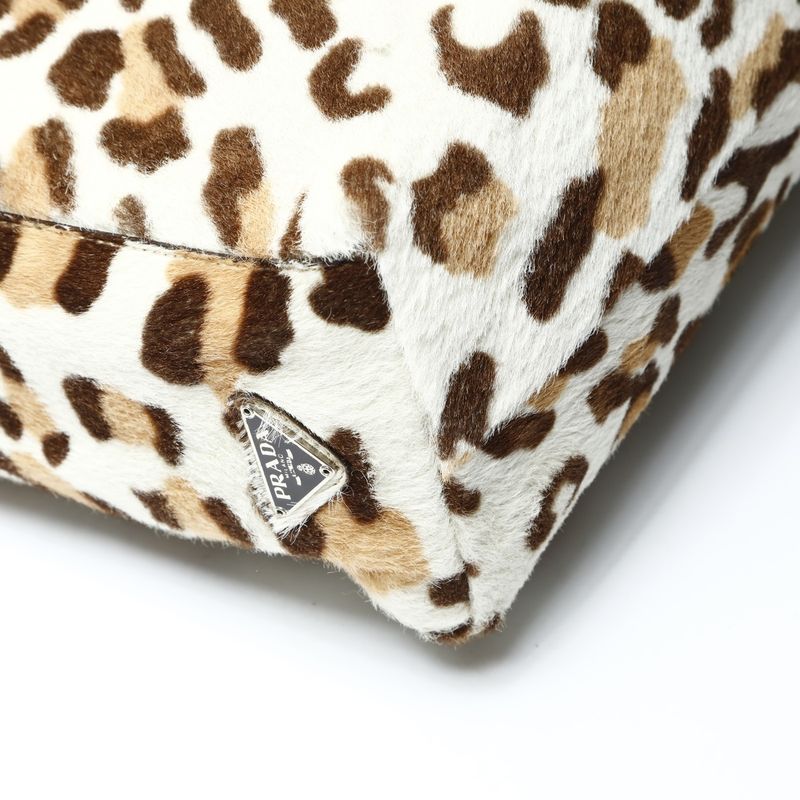 Prada Shoulder Bag Calf Hair Leopard Chain