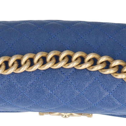 Chanel Boy Chanel 25 Caviar Skin Chain Leather Shoulder Bag Men's 25