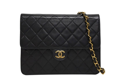 Chanel S Flap S Chain Shoulder Bag CC Logo Lambskin Black Gold