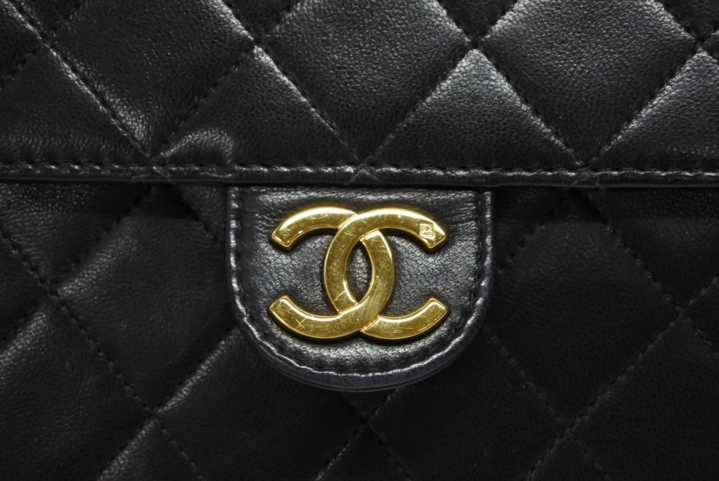 Chanel S Flap S Chain Shoulder Bag CC Logo Lambskin Black Gold — view 4