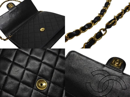 Chanel S Flap S Chain Shoulder Bag CC Logo Lambskin Black Gold — view 7