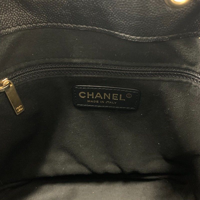 Chanel Deauville Tote Bag Caviar Black Gold