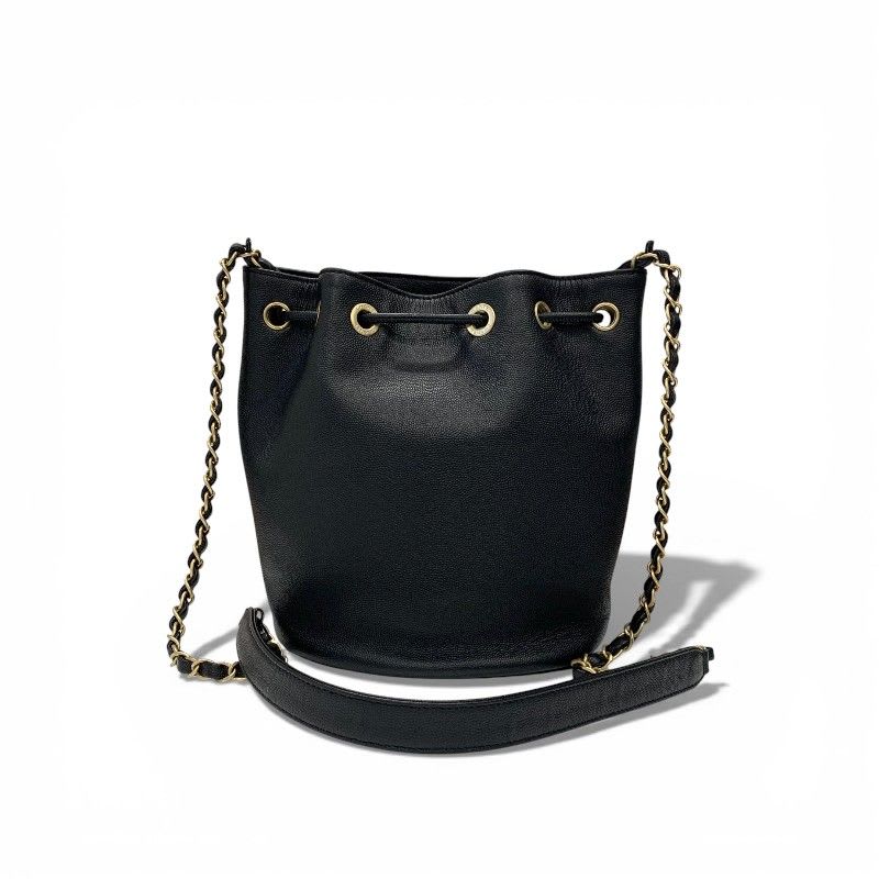 Chanel Deauville Tote Bag Caviar Black Gold
