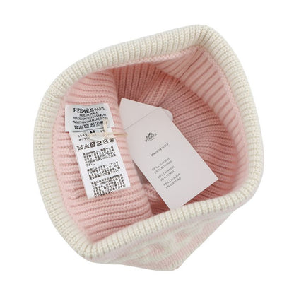 Hermes Knit Hat Heaven Cashmere M Hat Rose Poudre Ecru
