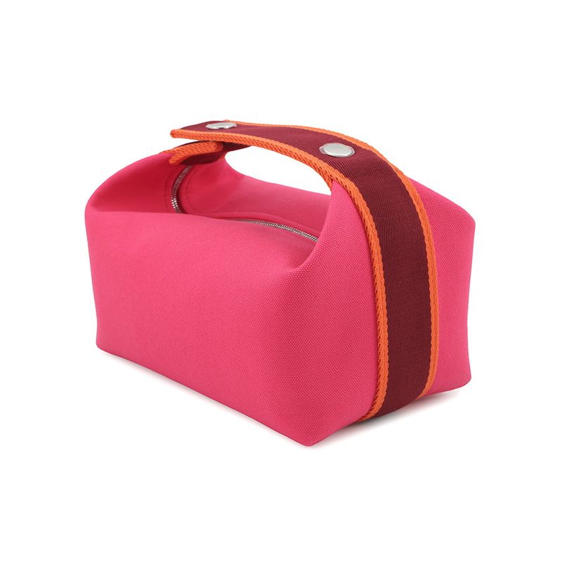Hermes Pouch Bric-a-Brac PM Hibiscus Silver Canvas