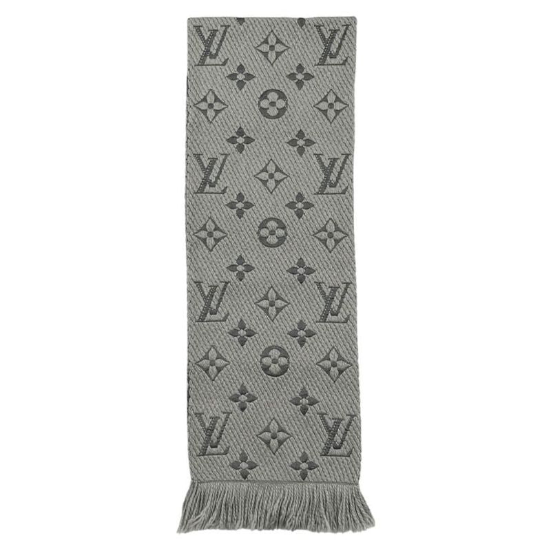 Louis Vuitton Muffler - Echarpe -logomania 413287 Wool Silk Monogram Gray -