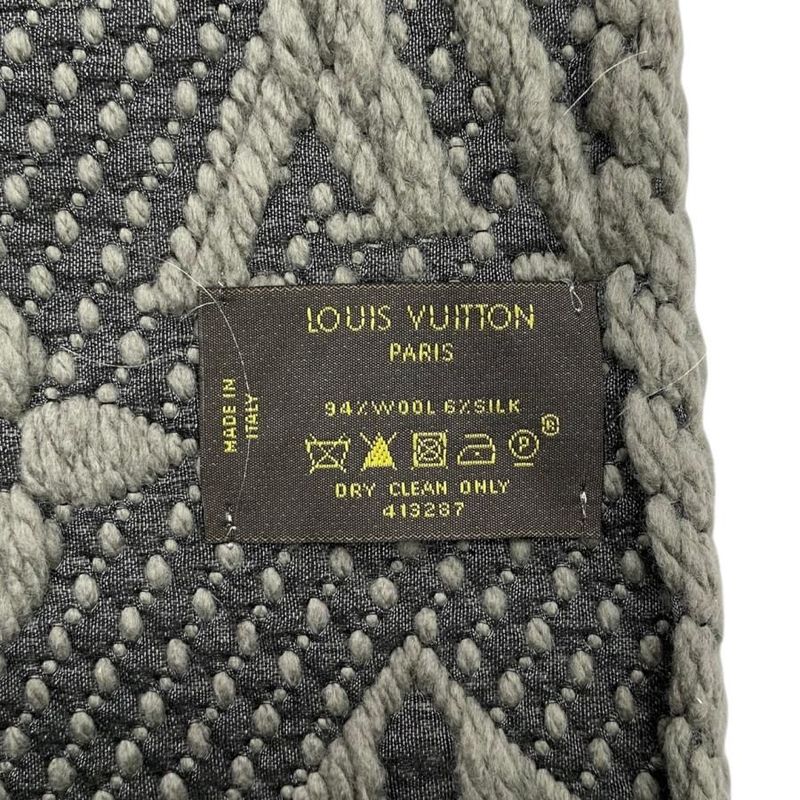 Louis Vuitton Muffler - Echarpe -logomania 413287 Wool Silk Monogram Gray -