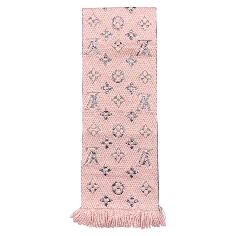 Louis Vuitton Muffler - Echarpe -logomania Shine M70466 Wool Silk Monogram Rose