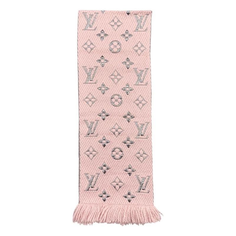 Louis Vuitton Muffler - Echarpe -logomania Shine M70466 Wool Silk Monogram Rose
