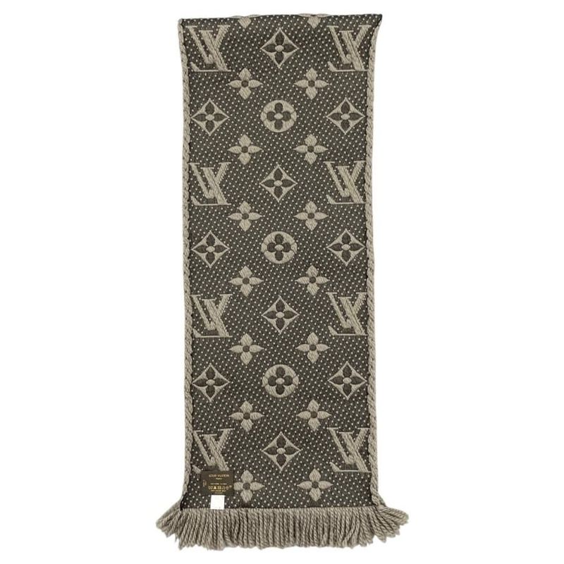 Louis Vuitton Muffler - Echarpe - Logomania 413287 Wool Silk Monogram Brown