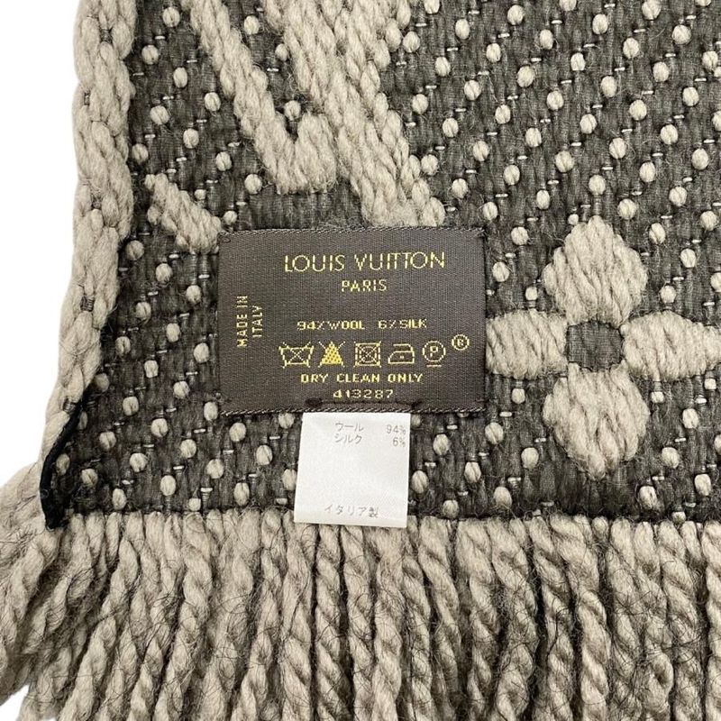 Louis Vuitton Muffler - Echarpe - Logomania 413287 Wool Silk Monogram Brown