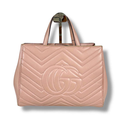 Gucci 2-Way Shoulder Bag Handbag Ggmarmont Pink Leather Quilting