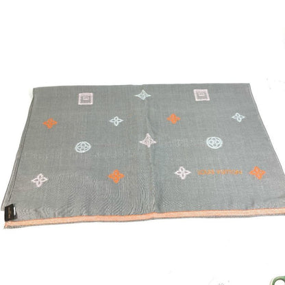 Louis Vuitton Shawl Monogram Logo Wool Gray