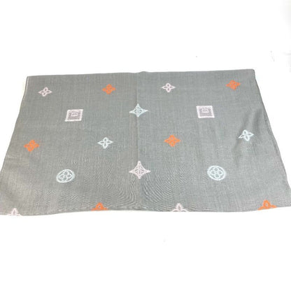 Louis Vuitton Shawl Monogram Logo Wool Gray