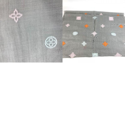 Louis Vuitton Shawl Monogram Logo Wool Gray