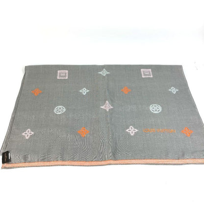 Louis Vuitton Shawl Monogram Logo Wool Gray