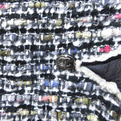 Chanel Mixed Tweed Setup Jacket Skirt Coco Mark Mouton Switching Multicolor 34