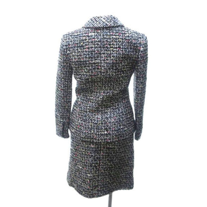 Chanel Mixed Tweed Setup Jacket Skirt Coco Mark Mouton Switching Multicolor 34