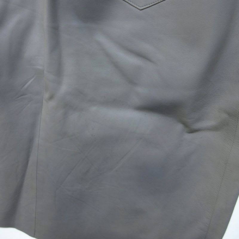 Chanel 99 C Lambskin Skirt Knee Length Leather Coco Mark Button Gray 34