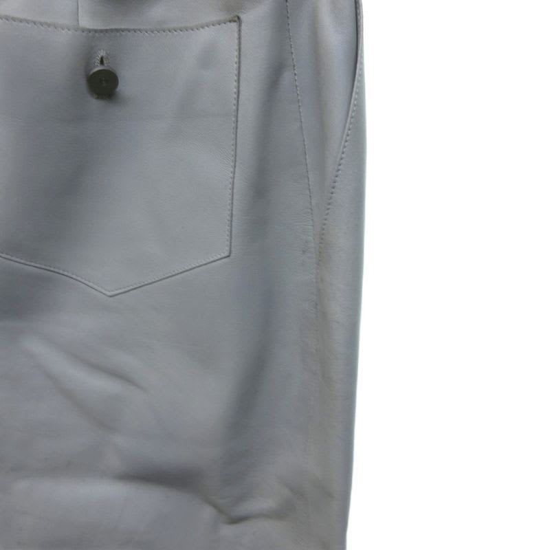 Chanel 99 C Lambskin Skirt Knee Length Leather Coco Mark Button Gray 34