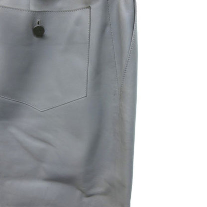 Chanel 99 C Lambskin Skirt Knee Length Leather Coco Mark Button Gray 34