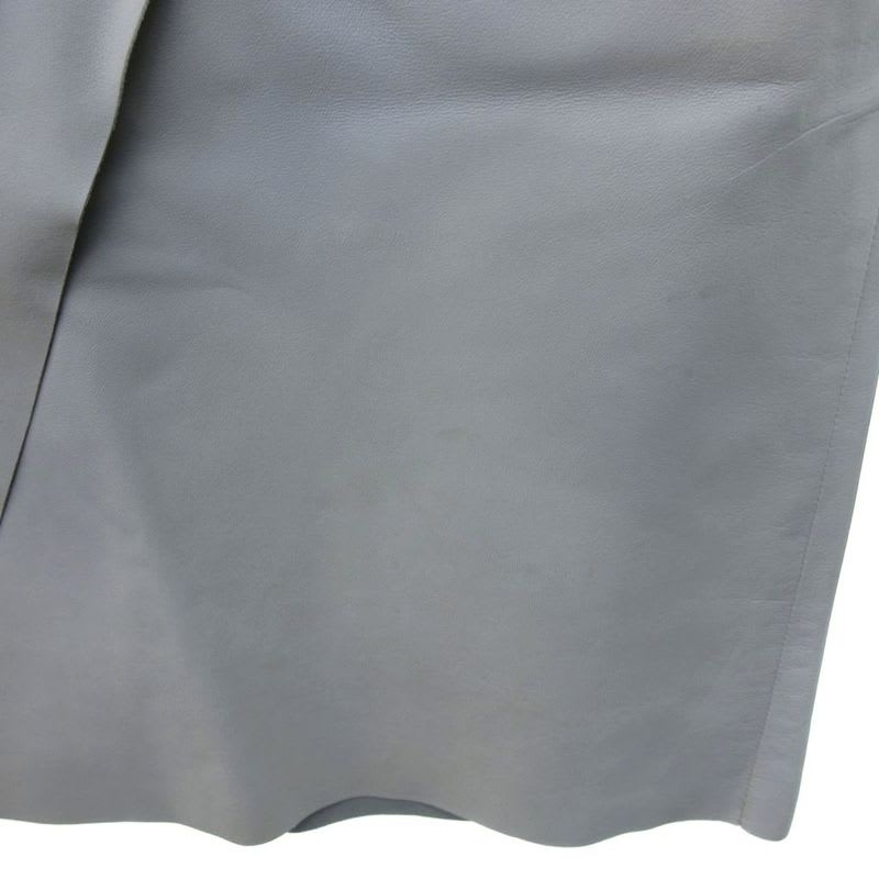 Chanel 99 C Lambskin Skirt Knee Length Leather Coco Mark Button Gray 34