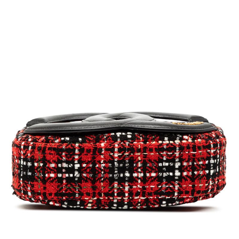 Chanel Chanel Chain Shoulder Bag Red Black Tweed Leather