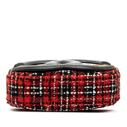 Chanel Chanel Chain Shoulder Bag Red Black Tweed Leather